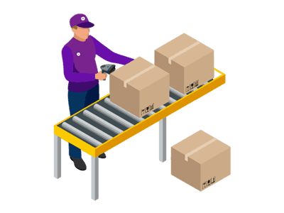Pack and ship out process illustration