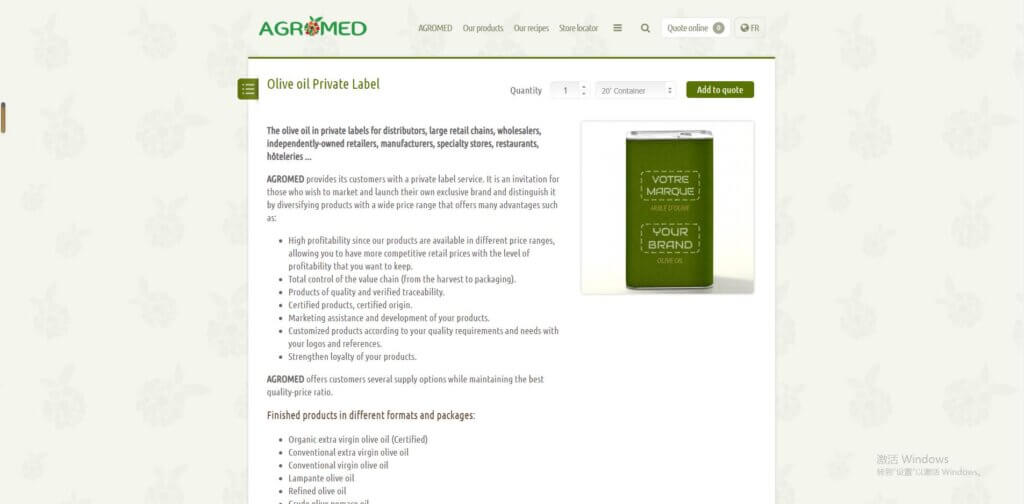 Agromed private label olive oil
