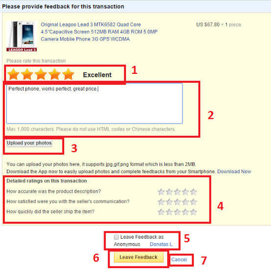 how to leave a review on aliexpress